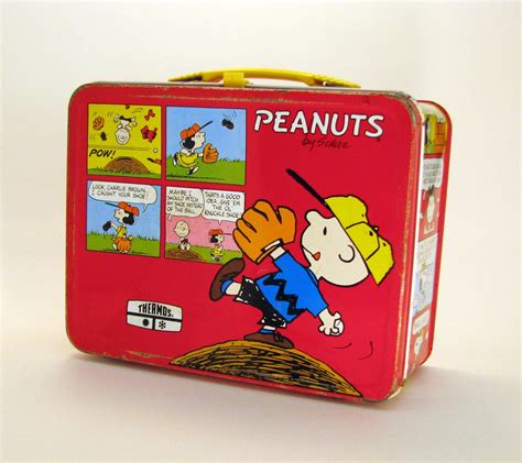 peanuts charlie brown lunch box metal|snoopy metal lunch box.